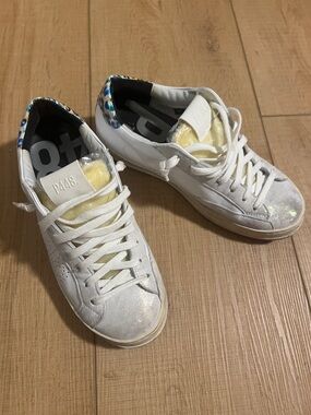 P448 White Glitter Sneakers Multicolor Leopard Holographic